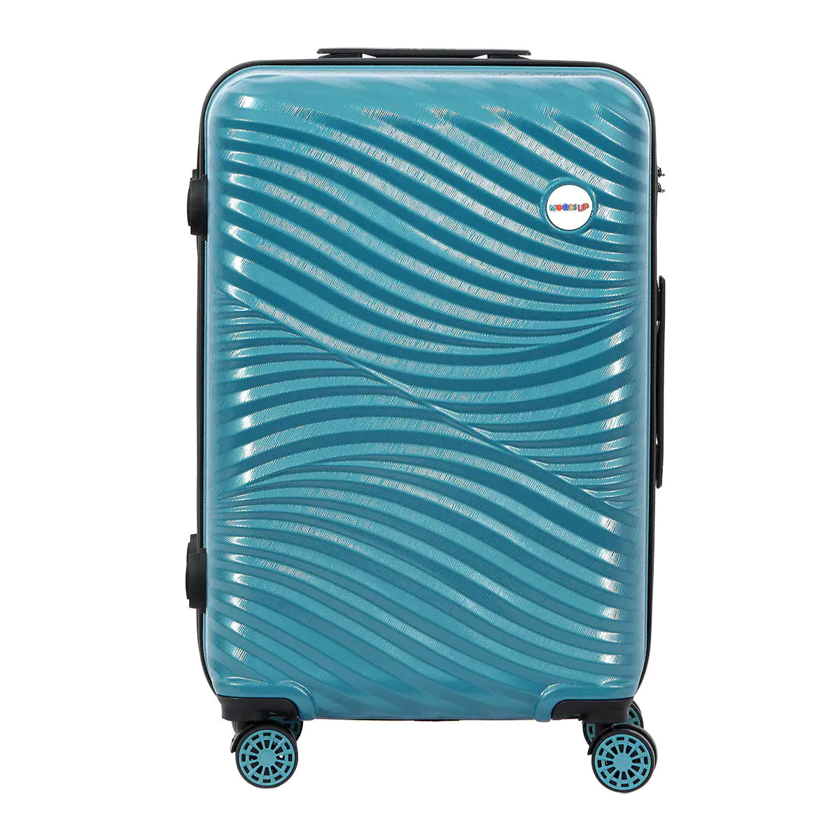 Large Blue Checked Suitcase 24 Inch