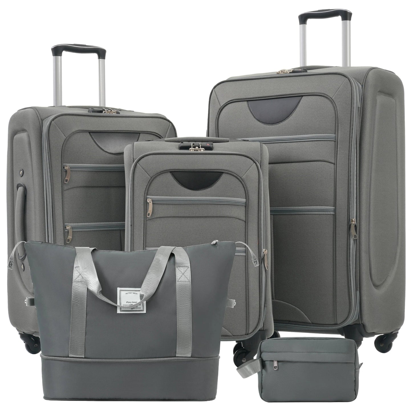 Softside Luggage Expandable Set Suitcase with Duffel Bag