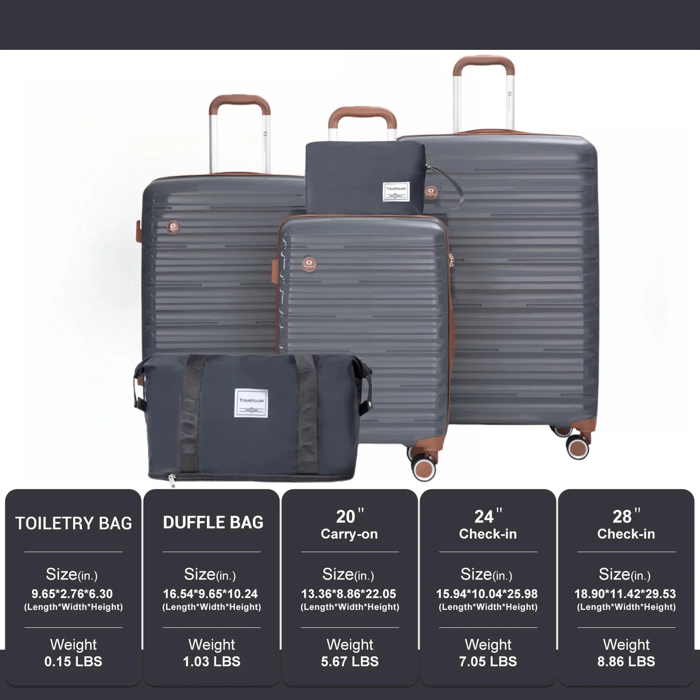 Luggage Set Suitcases Double Spinner Wheels TSA Lock
