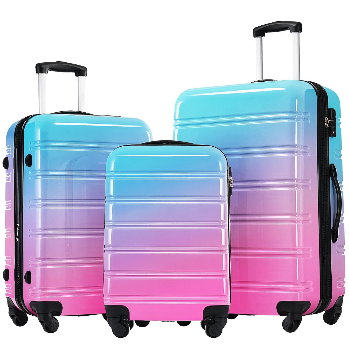 Hardshell Luggage Set Gradient Color Expandable Suitcase