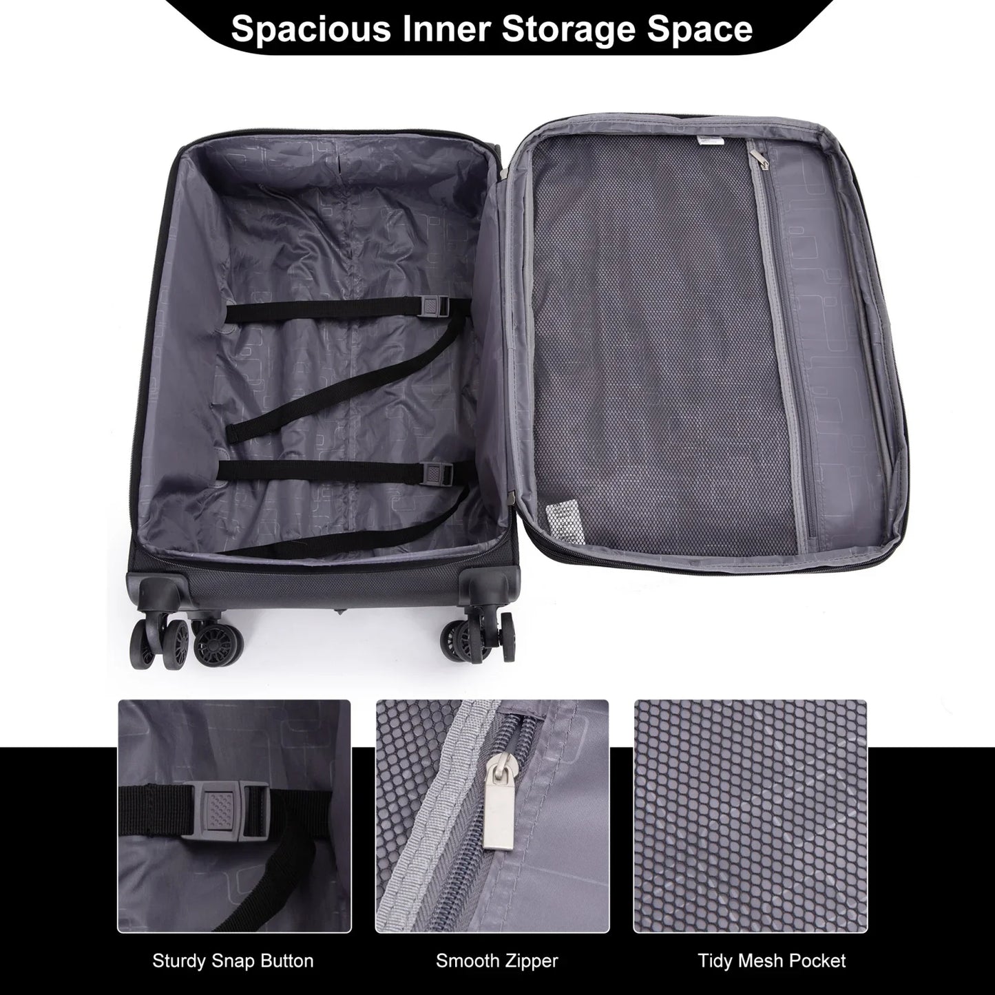 Luggage Set with Expandable, Lightweight Softside