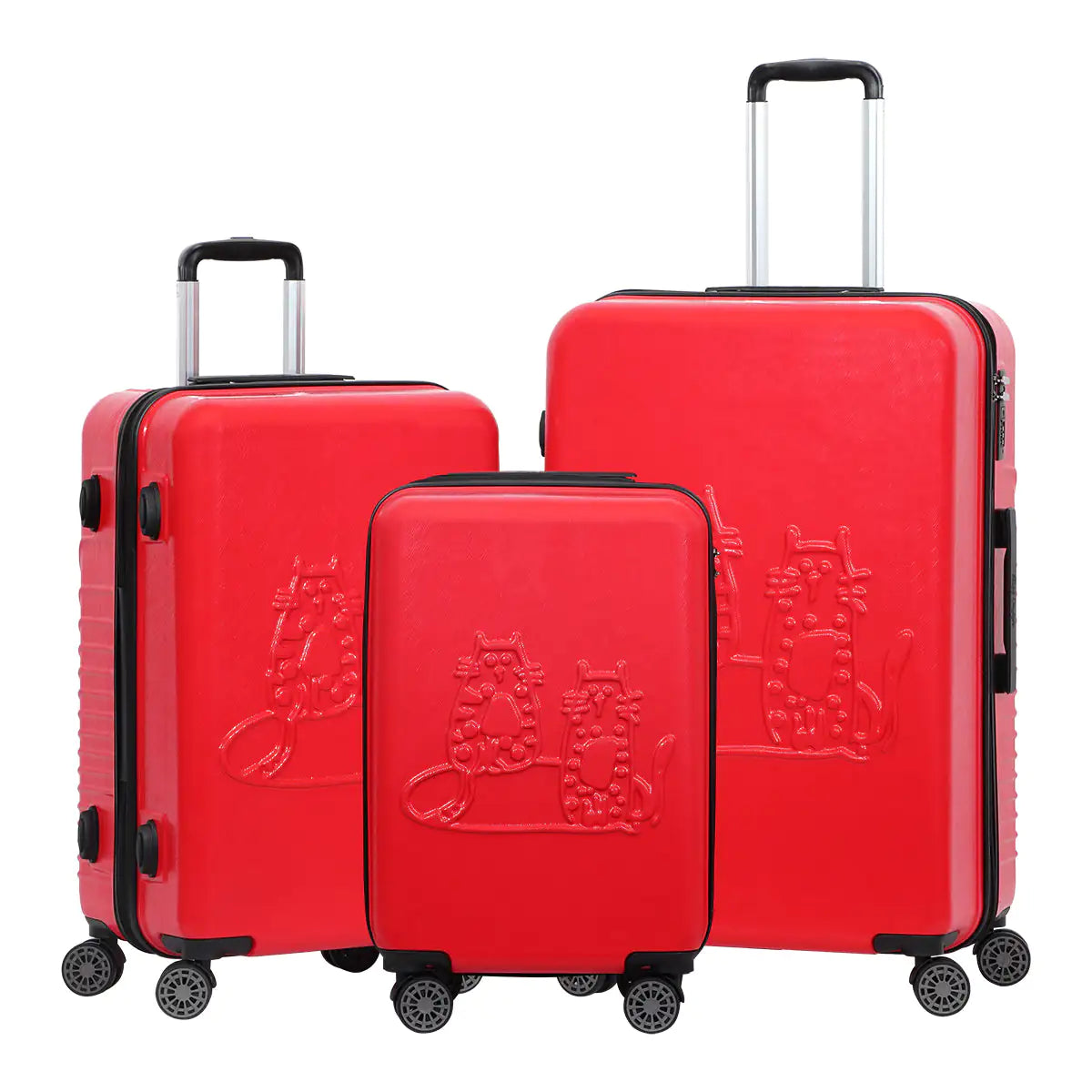 Red 3-Piece Spinner Suitcase Set – Cabin, Medium & Large