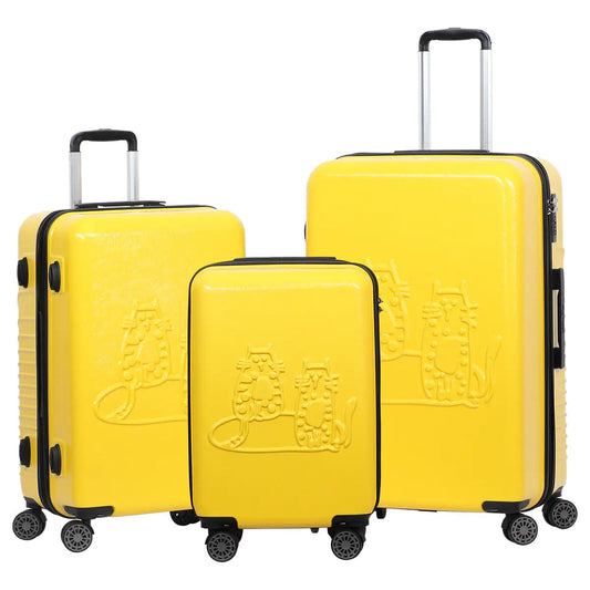 Yellow 3-Piece Spinner Suitcase Set – Cabin, Medium & Large
