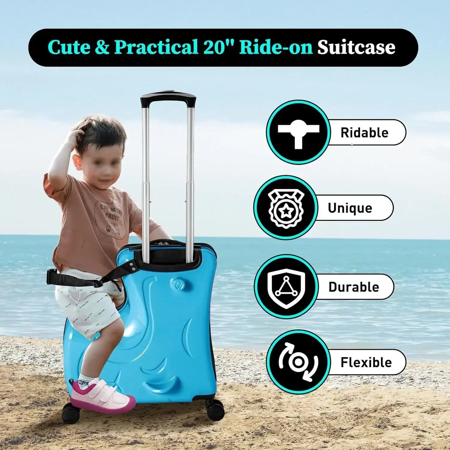 Kid's Ride-on Travel Suitcase Travel Rolling Luggage