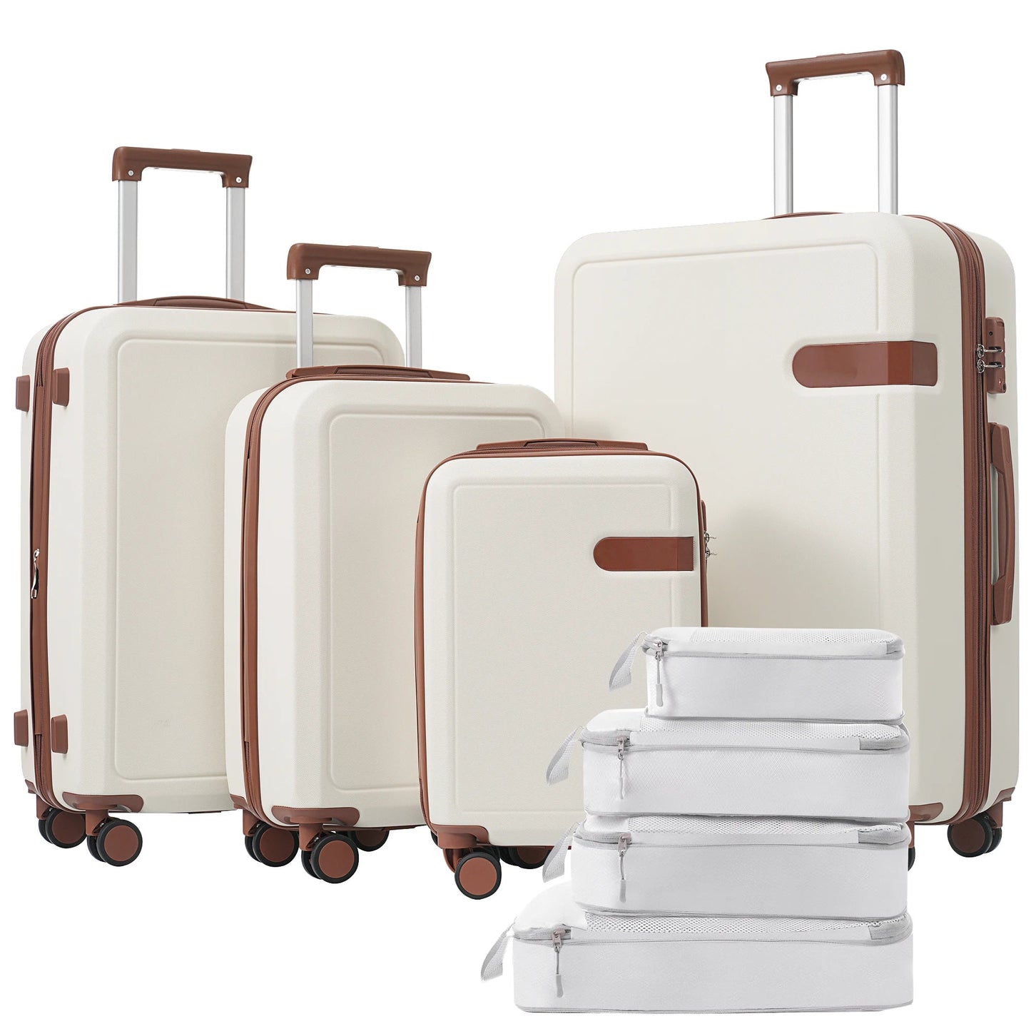 4 Piece Luggage Set with Compression Packing Cubes