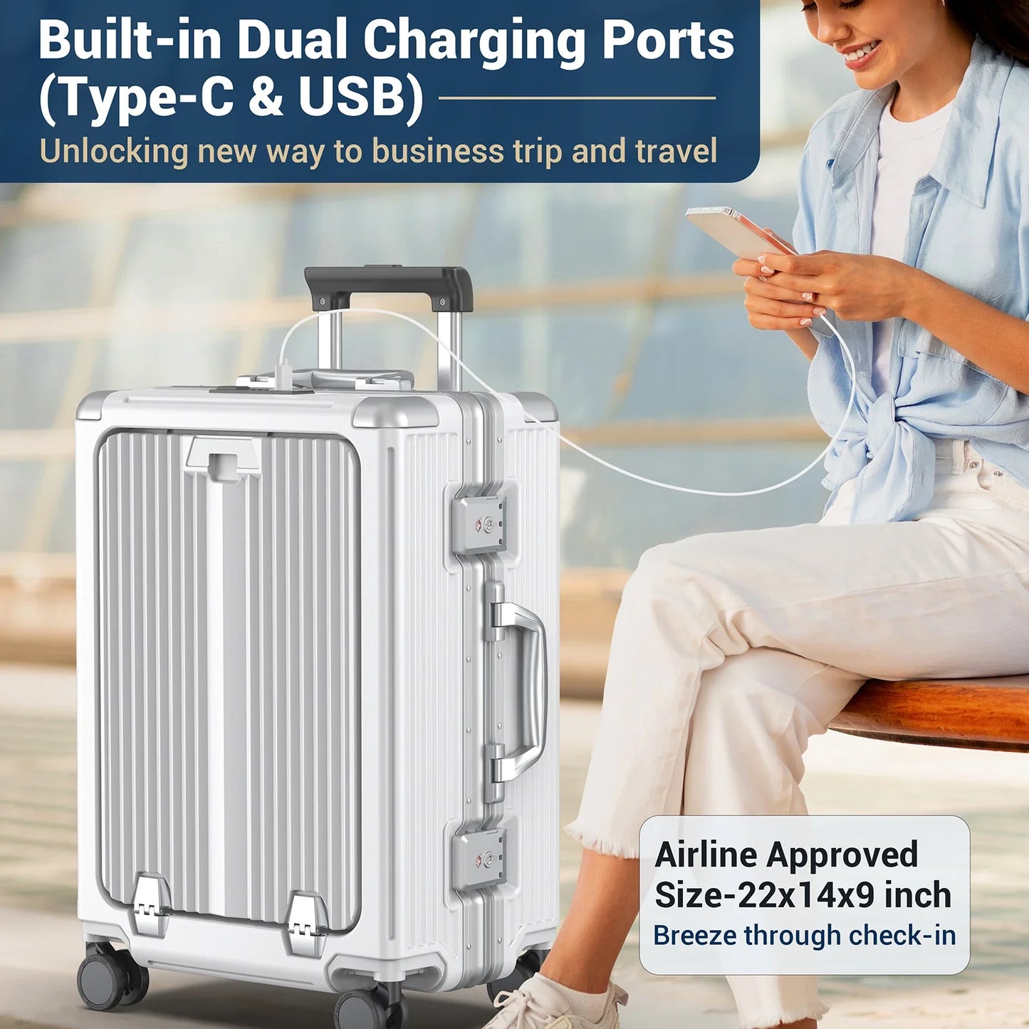 Airline Approved Carry On Luggage,Aluminum Framed